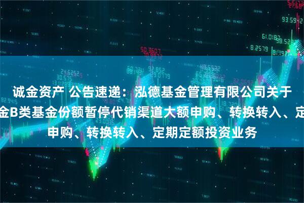 诚金资产 公告速递：泓德基金管理有限公司关于泓德添利货币基金B类基金份额暂停代销渠道大额申购、转换转入、定期定额投资业务