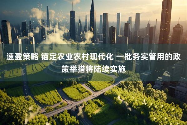 速盈策略 锚定农业农村现代化 一批务实管用的政策举措将陆续实施