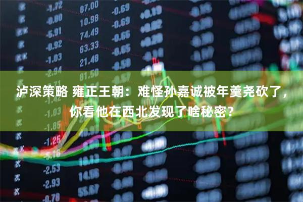 泸深策略 雍正王朝：难怪孙嘉诚被年羹尧砍了，你看他在西北发现了啥秘密？